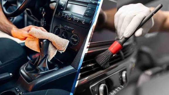 Cleaning a car dashboard and controls